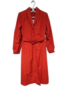 Utex Vintage Red Long-Sleeve Belted Trench Dress
